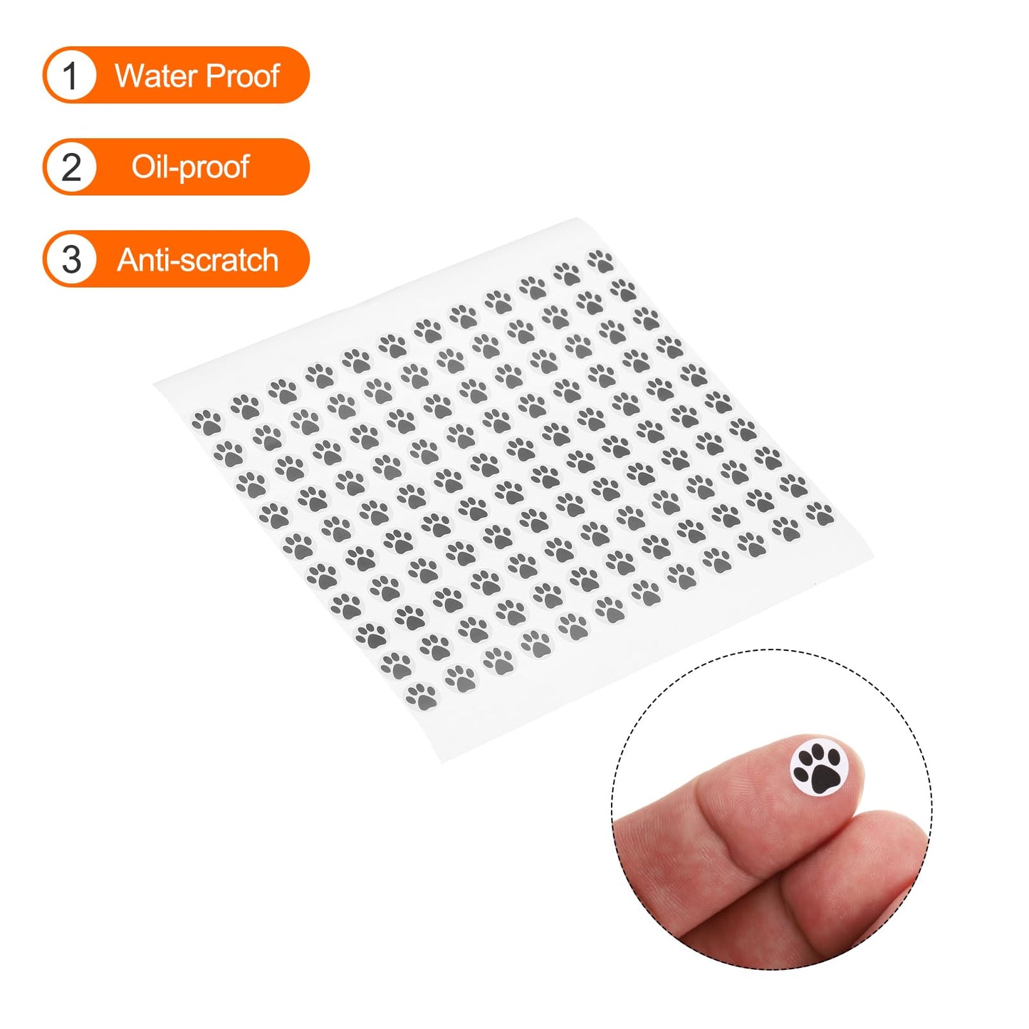 MECCANIXITY Adhesive Label Stickers Black 3000Pcs Paw Prints Stickers 0.39 inch Dog Bear Paw Label for Teacher Fit Crafts Party
