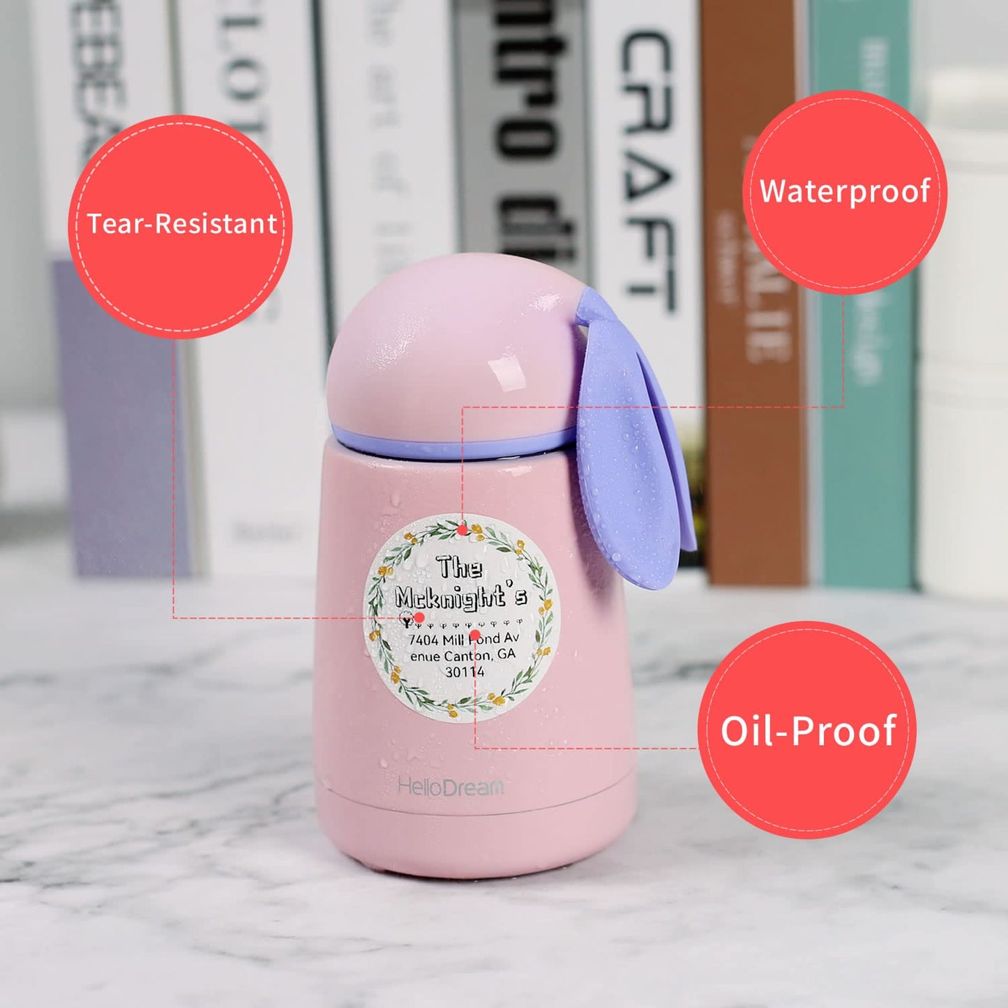2 Rolls Multi-Purpose Round Address Wedding Waterproof Label Sticker for B1/B21/B3S Label Printer, Bottle Mason Jars Spice Food Container Kitchen organizing Storage 50x50mm,150 Label/Roll-Flower Frame Flower Frame Set