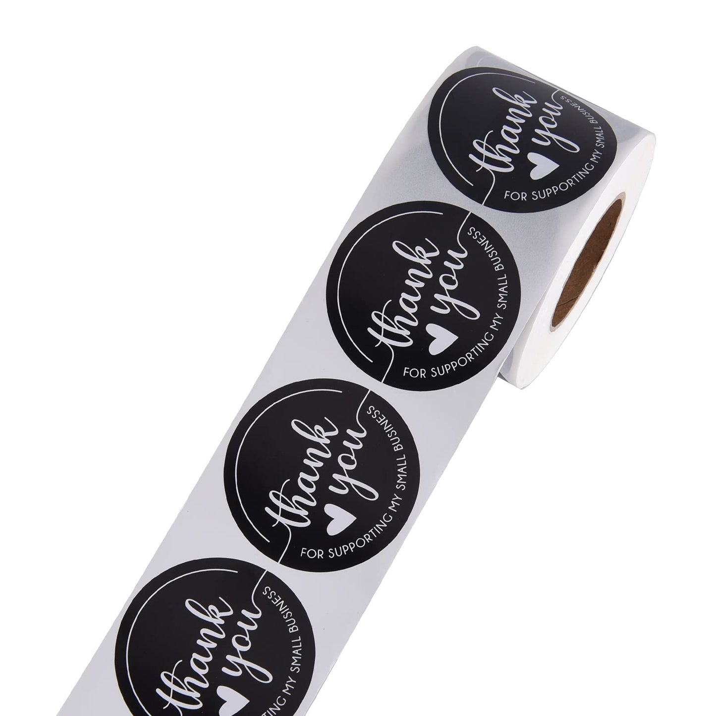 Thank You Stickers, Supporting My Small Business, Roll of 500 2 Inch Round, Black and White