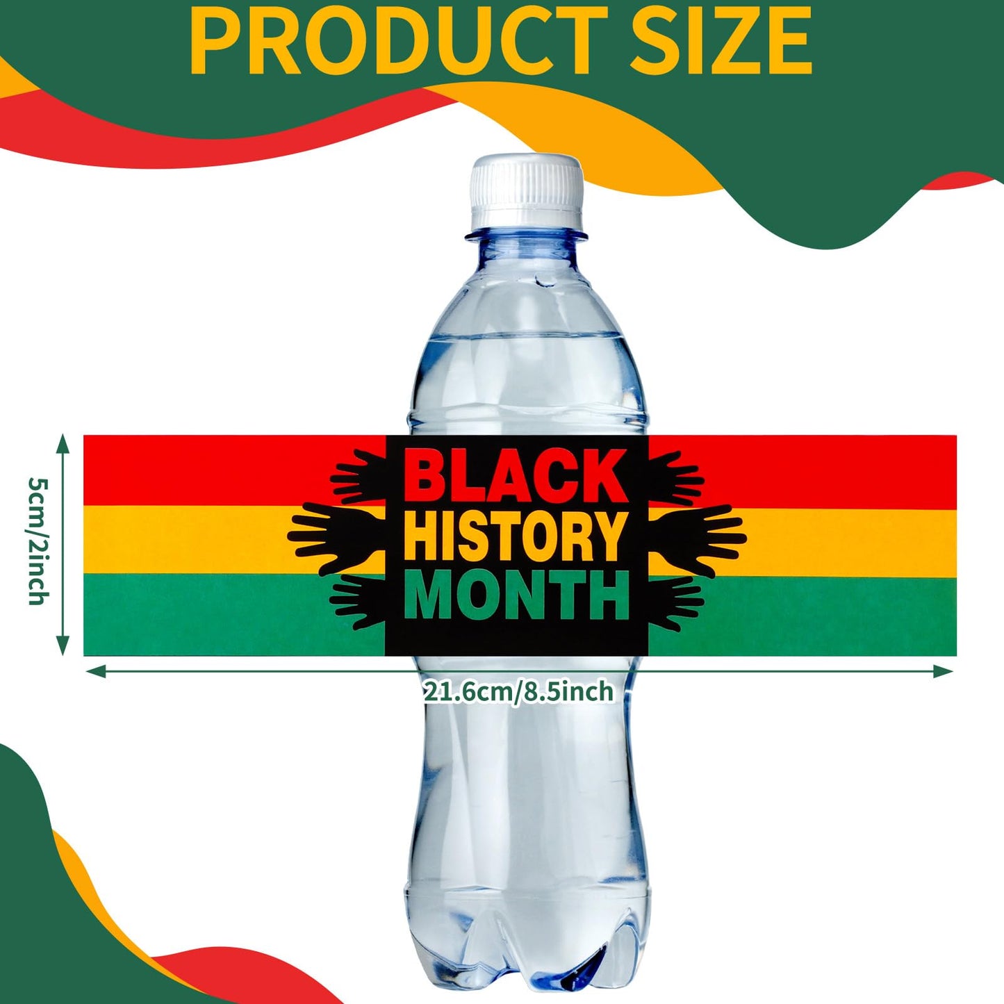 100 Pcs Water Bottle Labels Stickers Decorations Printable Bottle Wrapper Label Decals for Festival Decor, 5 Style(Black History Month) Black History Month