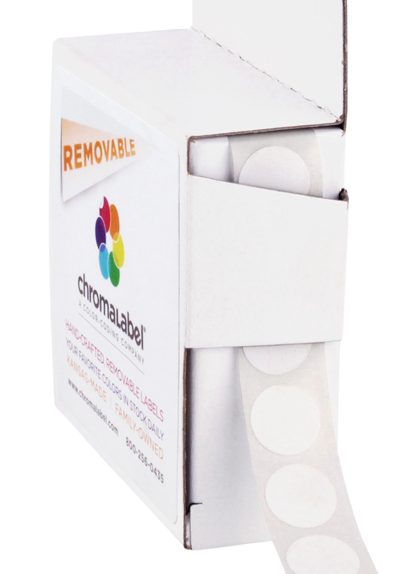 ChromaLabel 1/2 Inch Circle Sticker Labels, Easy to Write On Color Coding Labels, Removable Colored Dot Stickers - 1000 Sticky Dots per Dispenser Box, White Stickers 1/2"