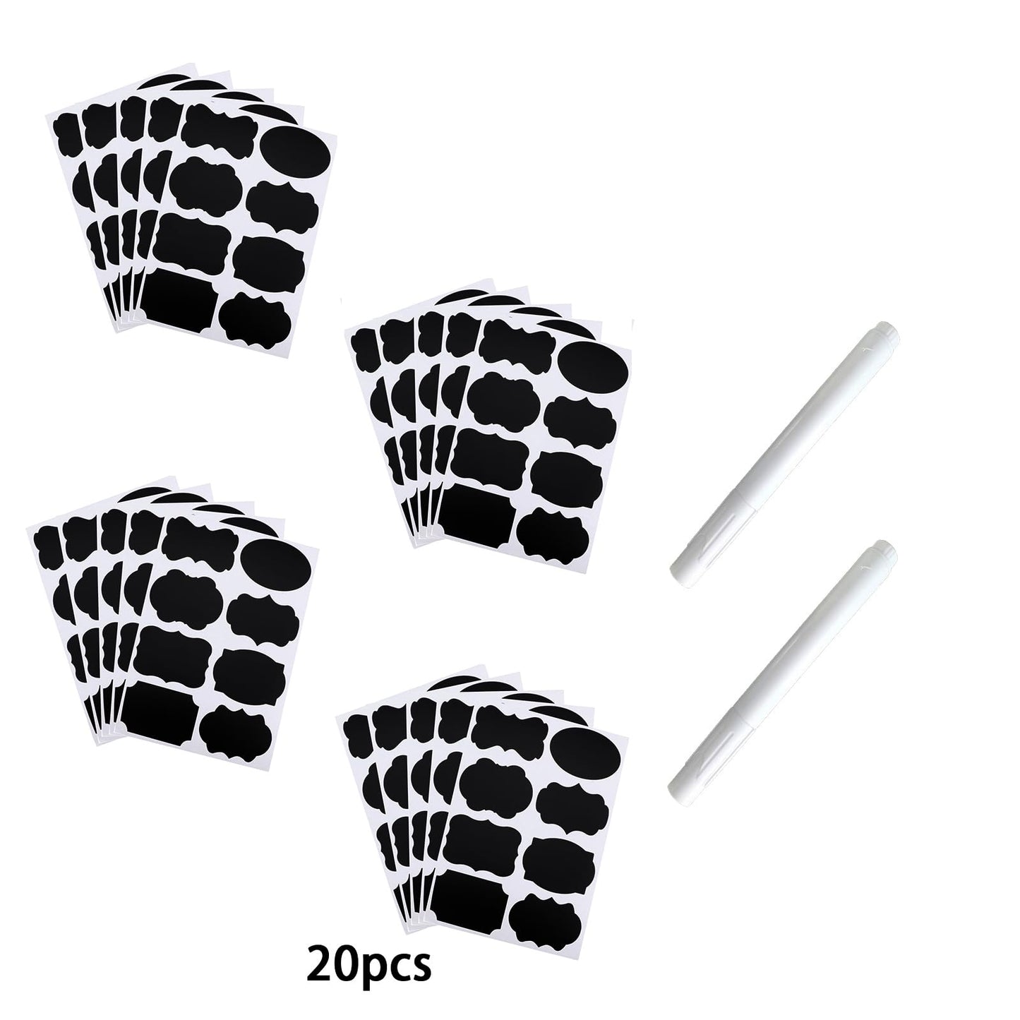 160PCS Black Self Adhesive Chalkboard Stickers Waterproof Spice Label Removable Stickers with 2 White Liquid Chalk Suitable for Food Containers Wedding Decoration Scrapbooking
