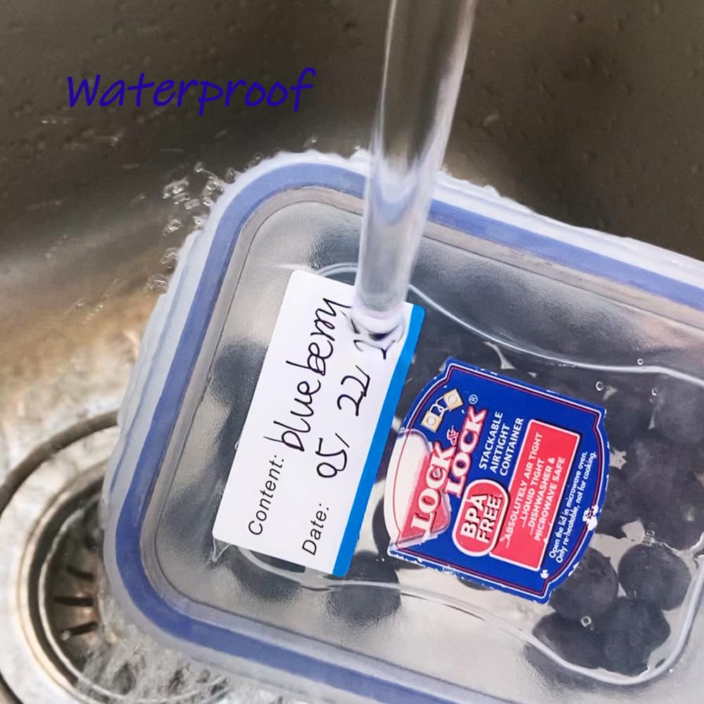 300 Removable Freezer Food Labels, 1 x 2 Inch, Waterproof, Oil Resistant Canning Jar Labels, Clean, No Residue Multicolor, 1'' X 2''