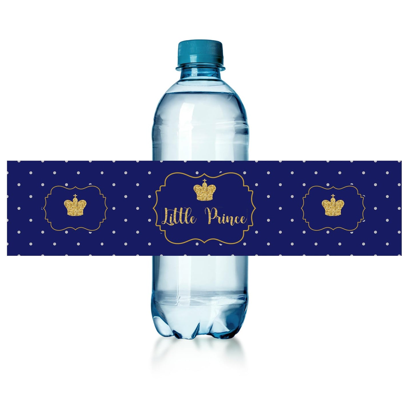 Set of 24 Royal Prince Charming, Baby Shower, Birthday Party Water Bottle Sticker Labels, Baby Shower or Birthday Party Favors for for Boy Royal Decorations Party Supplies. (8.5x2 inches)