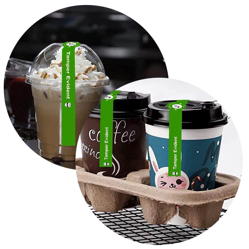 Tamper Evident Seal Stickers Safe Secure Drink Label Stickers 1" x 9" Tamper Proof Tape Food Delivery Sealed for Drink Food Coffee Milk Tea Ice Cream 200PCS