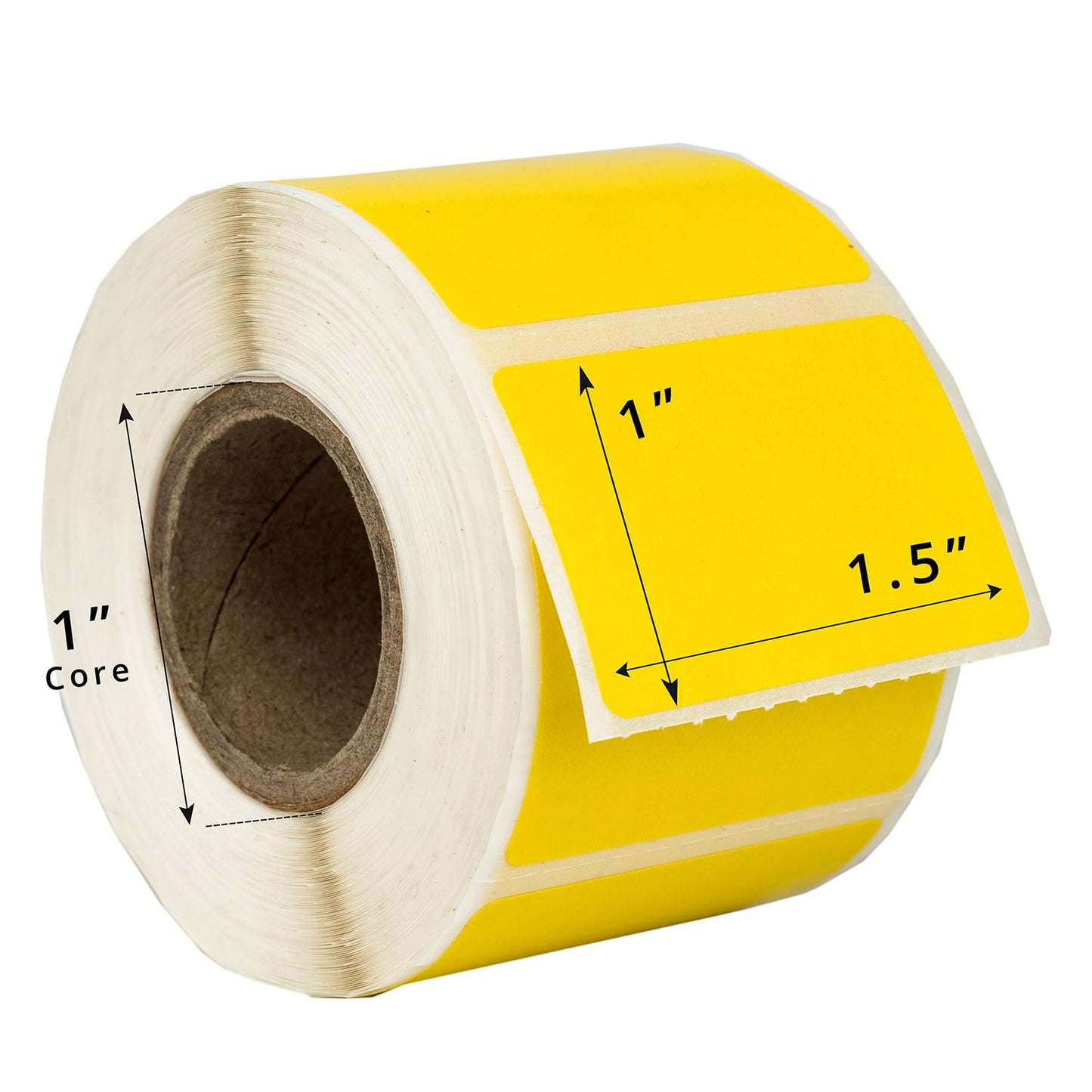 HOUSELABELS 1.5" x 1" Yellow Multipurpose Labels on 1" Core Compatible with Zebra and Rollo Printers, 1 Roll / 520 Labels per Roll