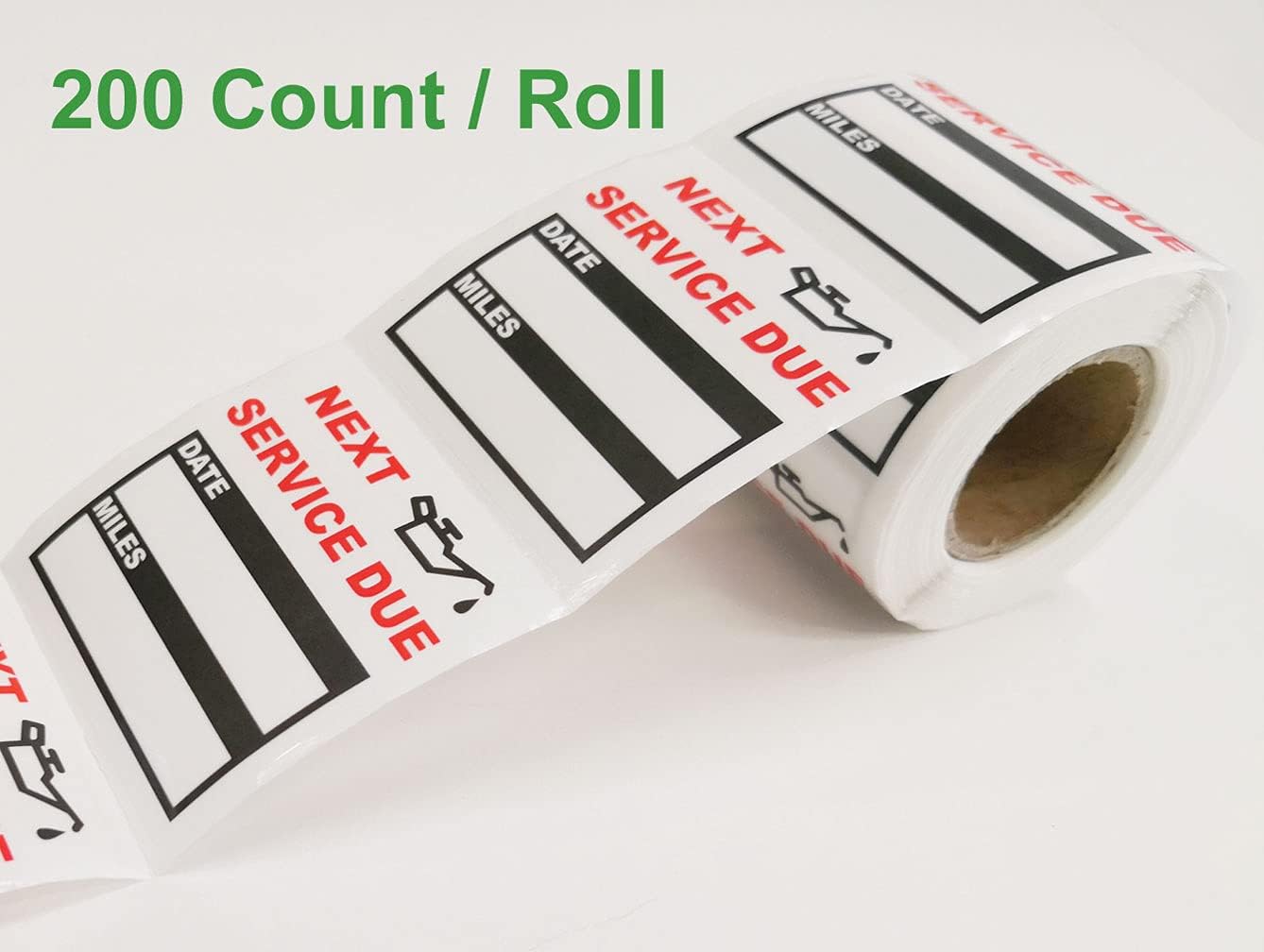 200 Count Clear Oil Change Stickers, 2 X 2 Inches Removable Auto Maintenance Next Service Due Reminder Labels in Roll with Perforation Line