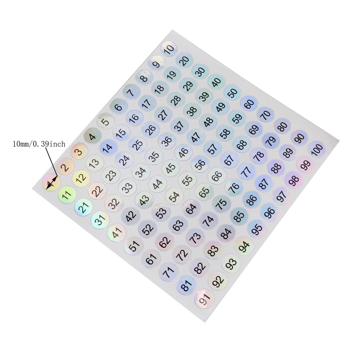 1 to 100 Reflective Laser Small Round Consecutive Numbers Stickers Self Adhesive Inventory Storage Organizing Label Stickers for Household Items, Schools, Books, Numbering, etc. -12PCS