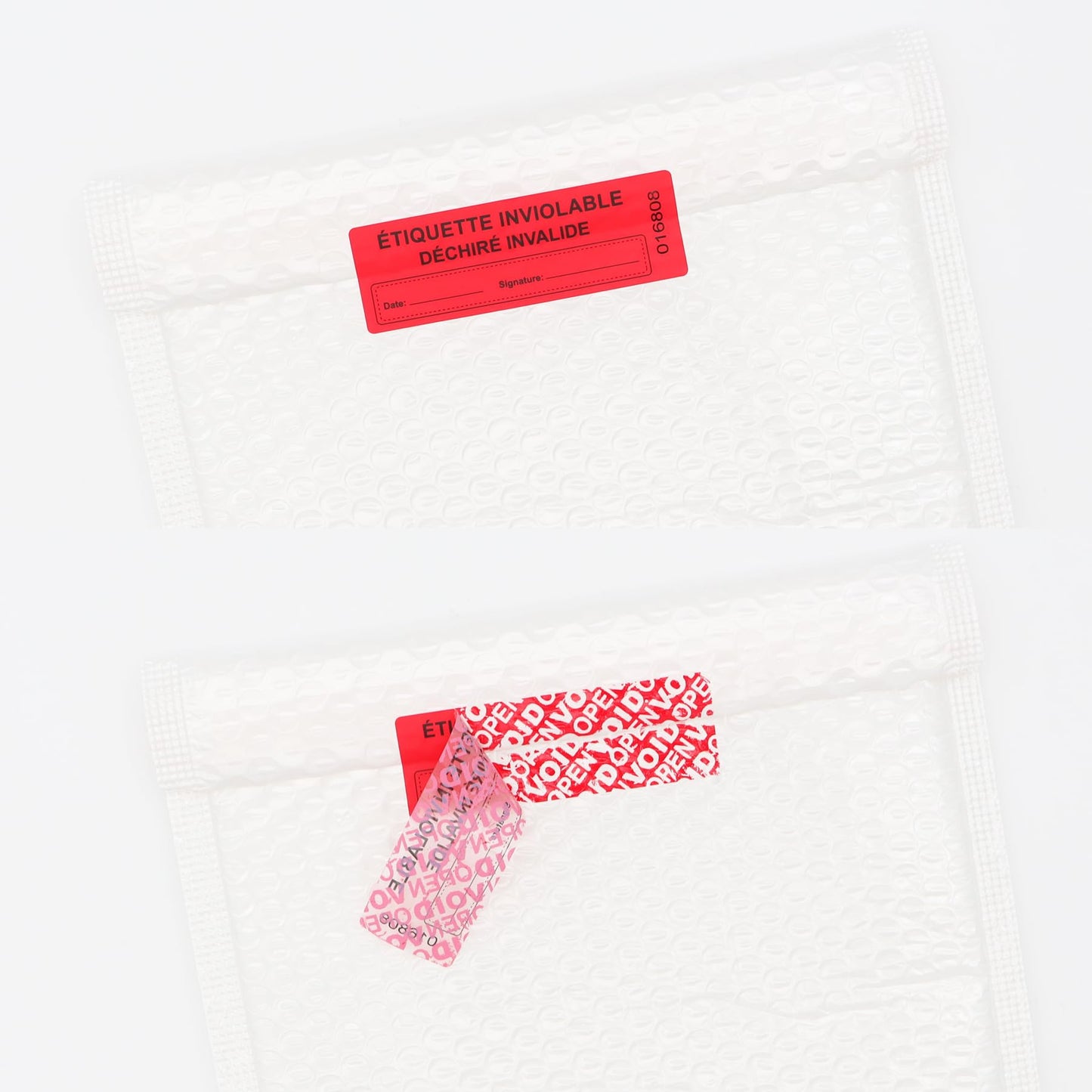 100Pcs Tamper Evident Security Stickers 1x3 inch French Red Complete Transfer Tamper Proof Labels Safety Torn up Invalid Seals Tape (Red)