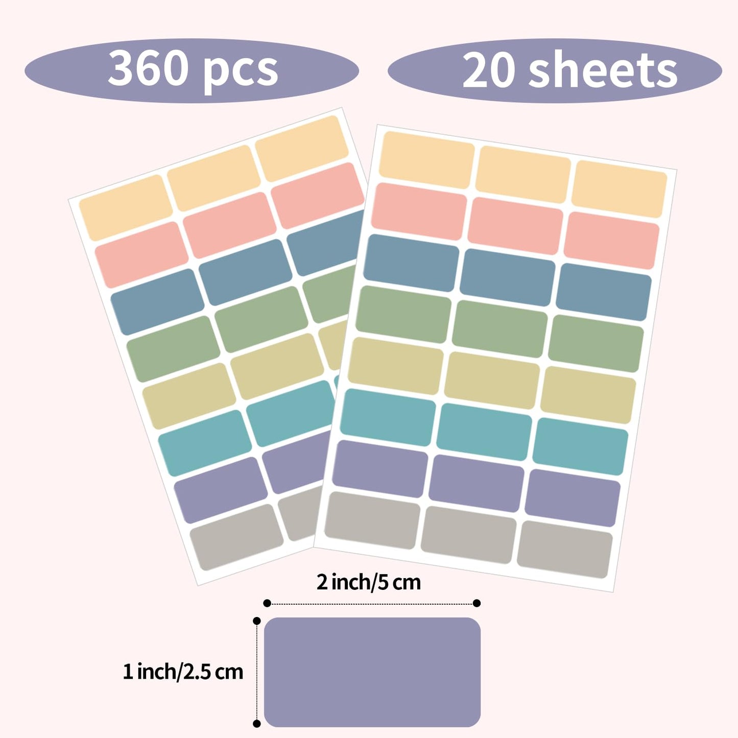 STARLIBOO Removable Labels, 1x2 Inch Color Coding, 360 Stickers, Freezer Tape, Waterproof/Easy Peel Off (8 Colors Morandi) Morandi-a 1*2 inch