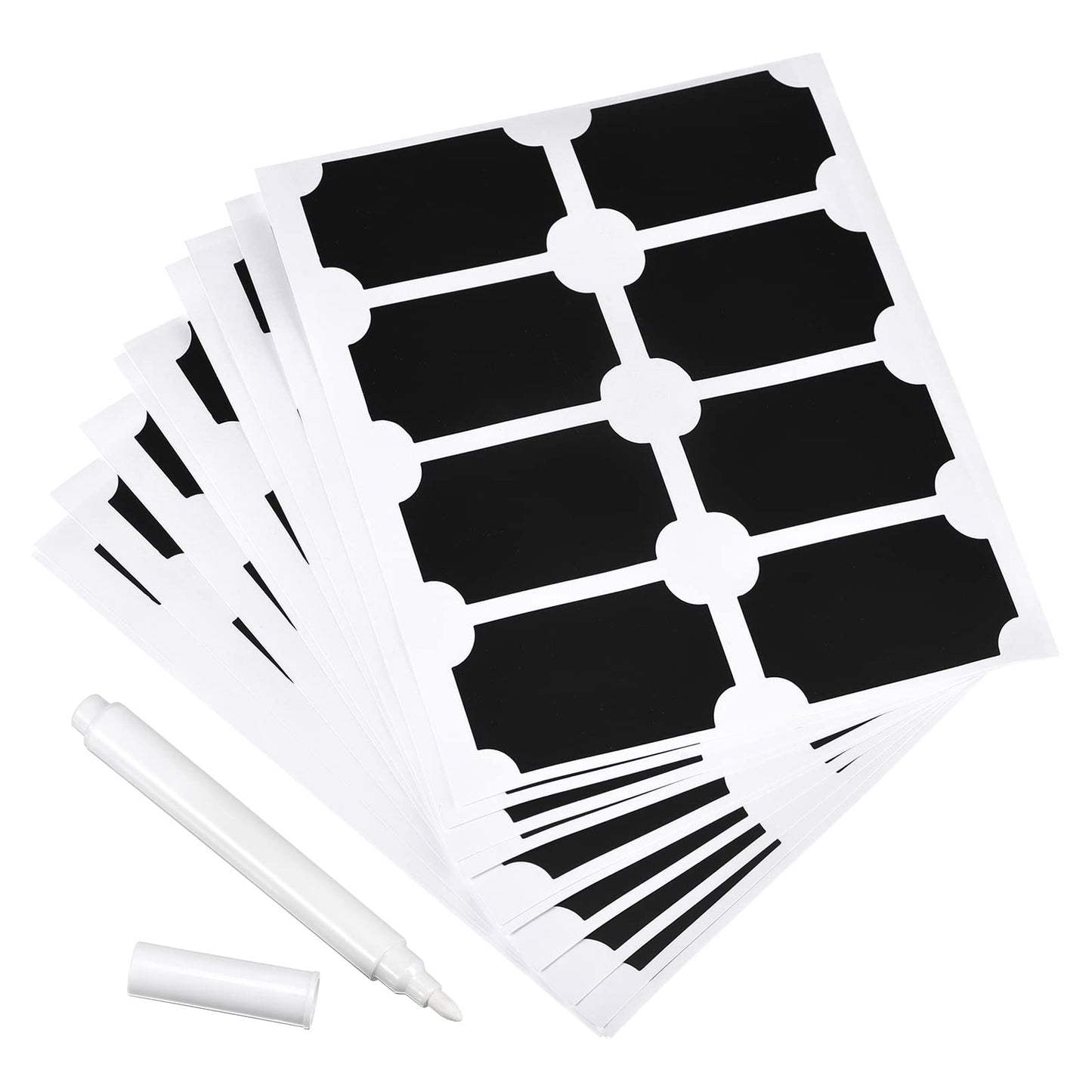 PATIKIL Chalkboard Labels Blackboard Stickers 60x40mm Reusable for Home Kitchen Mason Jar with Chalk Marker, 8 Label Per Sheet, 12 Sheets, Count 96