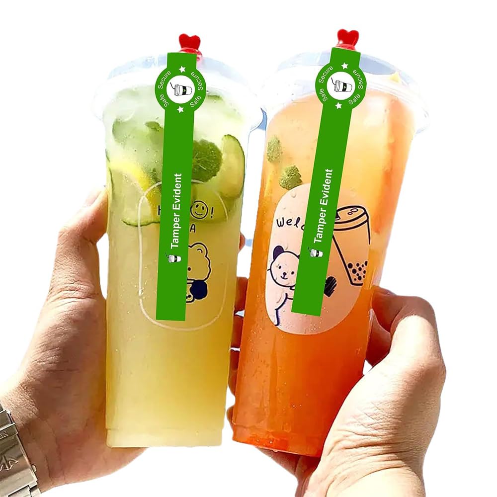 Tamper Evident Seal Stickers Safe Secure Drink Label Stickers 1" x 9" Tamper Proof Tape Food Delivery Sealed for Drink Food Coffee Milk Tea Ice Cream 200PCS