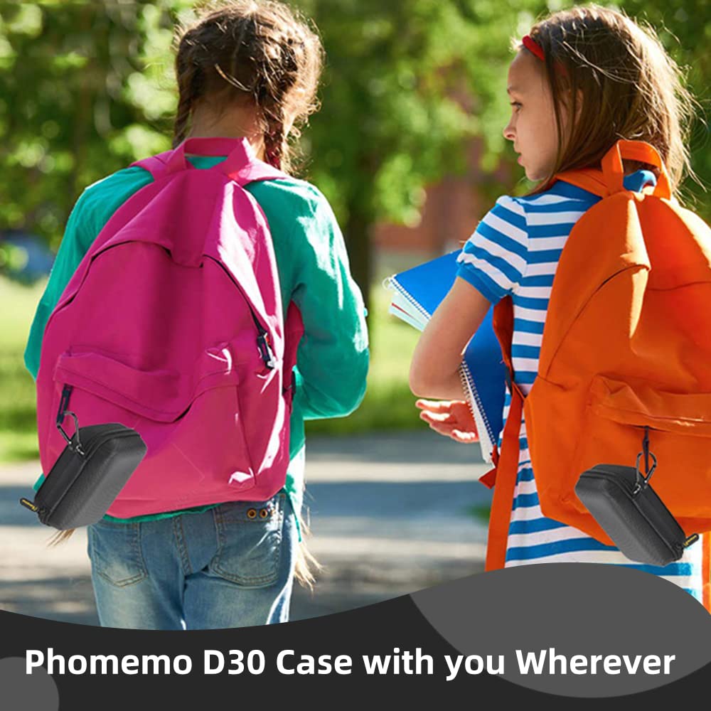 Phomemo D30 D35 Label Marker Black Case with 3 Rolls of White Label Tapes, Waterproof Storage Bag with 12 x 40mm (3/8" x 11/2") 160 Tapes/Roll, Black on White Sticker Thermal Paper Self-Adhesive