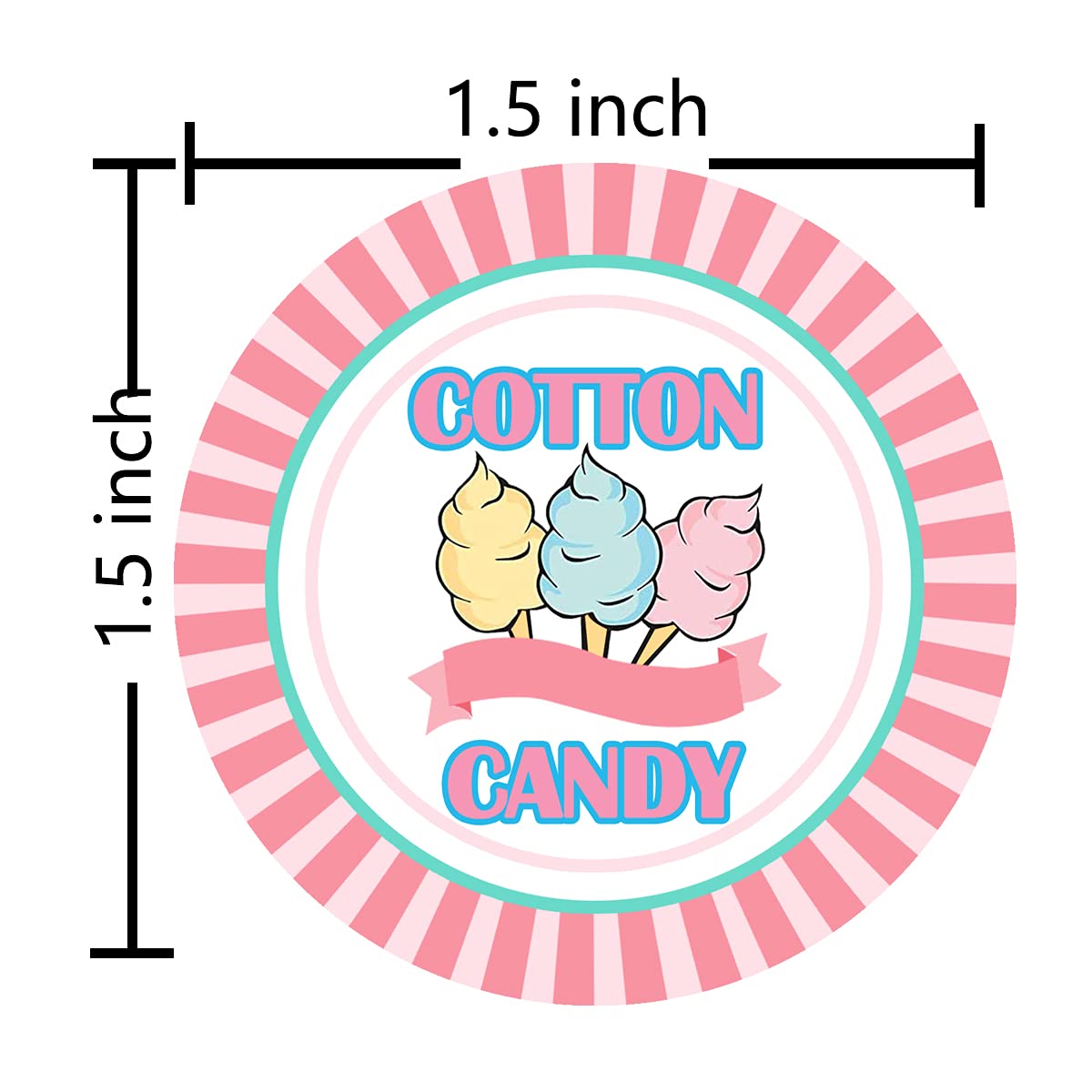 YOUOK Cotton Candy Restaurant Food Stickers,2INCH Package Stickers Adhere to Candy Package Freshness Labels for Cotton Candy Package.(210 PcsPack)