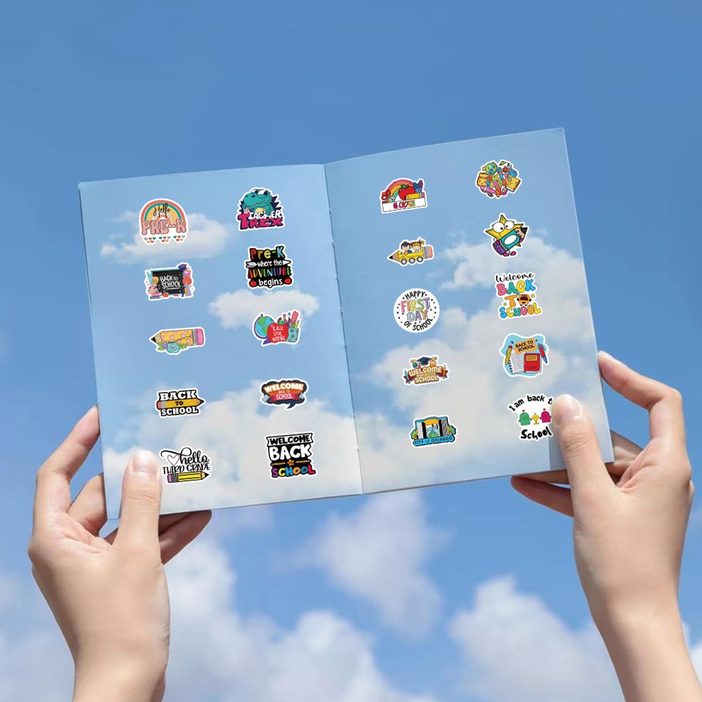 Back to School Gift Sticker Schoolbag Label Stickers Cute Stationery Reward Sticker Bus Book Apple Decals First Day of School Art Sticker Arm Body Accessories for Students 50 Pcs