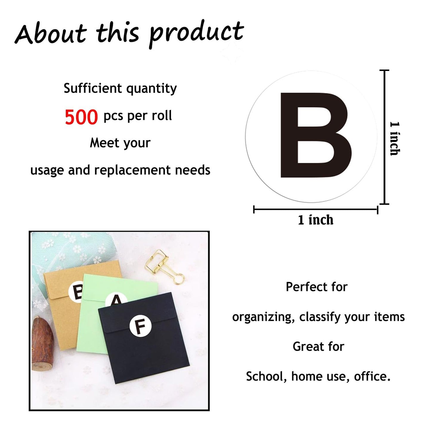 Letter B Inventory Labels 1 Inch Round Circle Dots Labels - Capital Letter b Stickers 500 Adhesive Stickers Black B 1 inch B