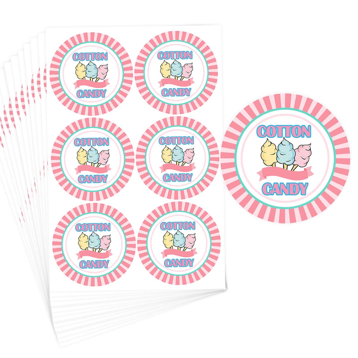 YOUOK Cotton Candy Restaurant Food Stickers,2INCH Package Stickers Adhere to Candy Package Freshness Labels for Cotton Candy Package.(210 PcsPack)