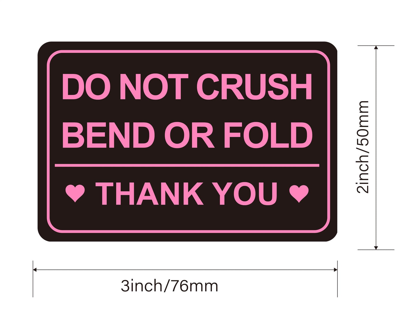 2x3 inch Black and Pink 200pcs Do not Crush Bend or Fold Shipping Stickers Labels