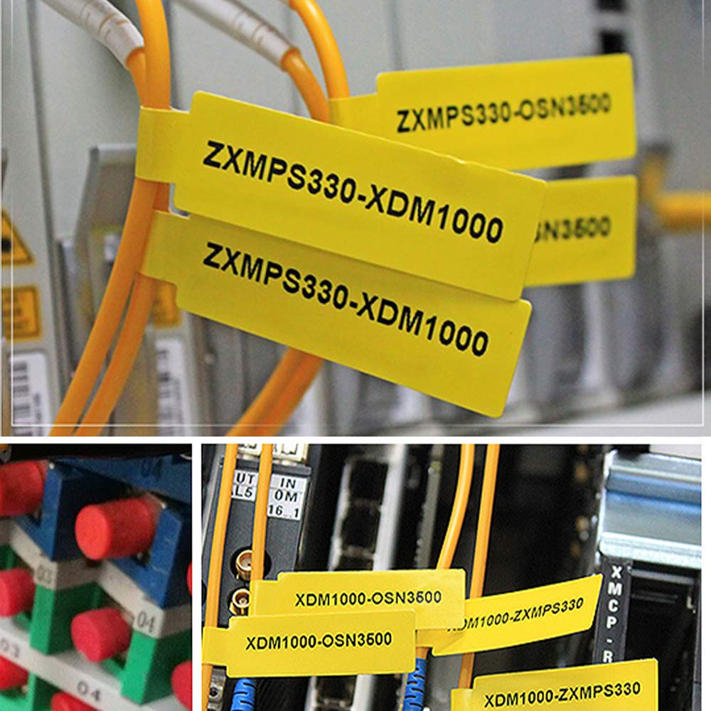 Phomemo D30 Label Maker Tape Cable Wire Label Tape, Black Print on Yellow Sticker, 12.5mm x 74mm+35mm (3/8" x2 7/8"+1 3/8) Self-Adhesive Thermal Label Tape, 65-Tape/Roll, 3-Roll for D30 D30Pro Printer