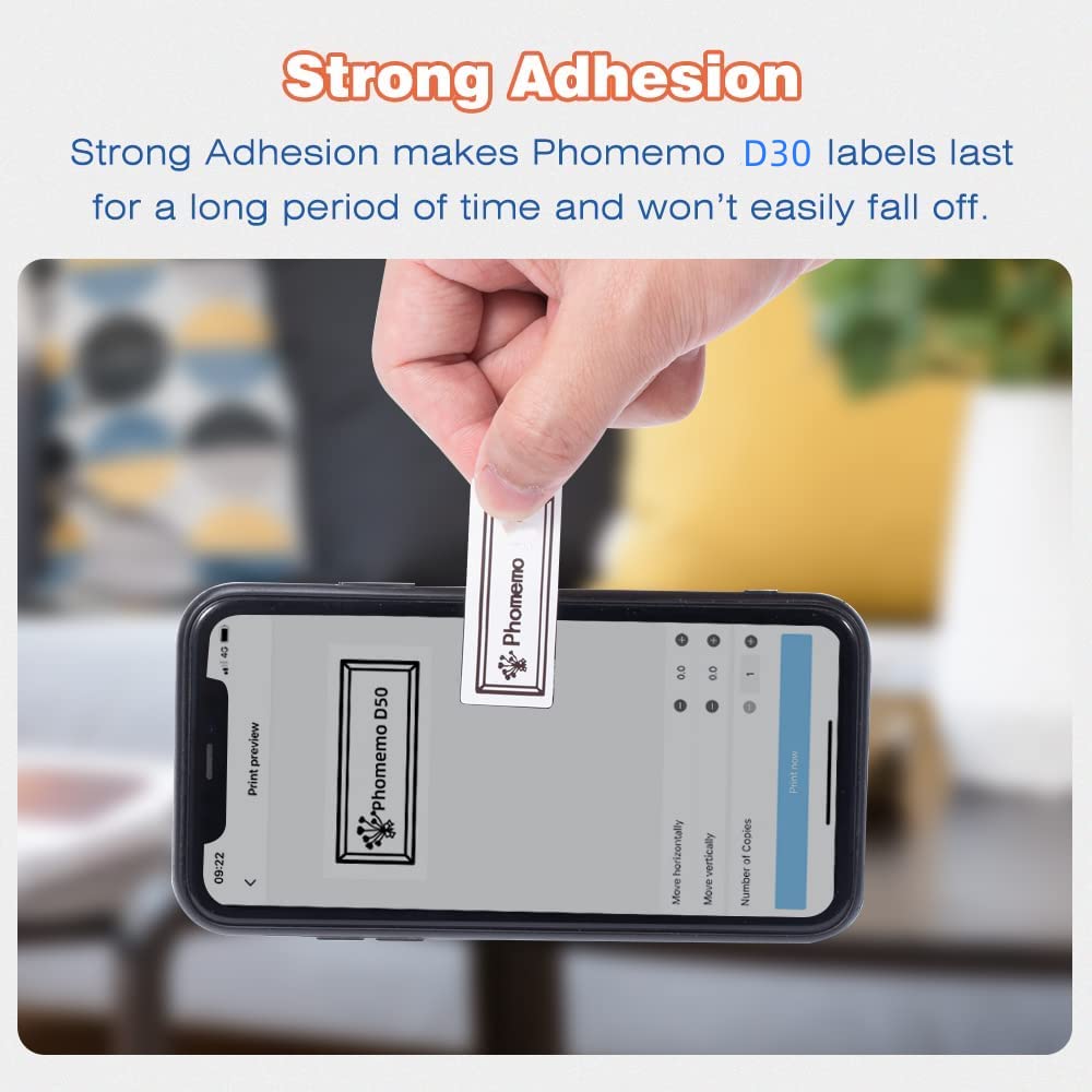Phomemo D30 Labels-15mm x 6m Continuous Label Maker Tape, Sticker Thermal Paper Self-Adhesive Label Tape for Phomemo D30 Label Printer, White,3 Rolls