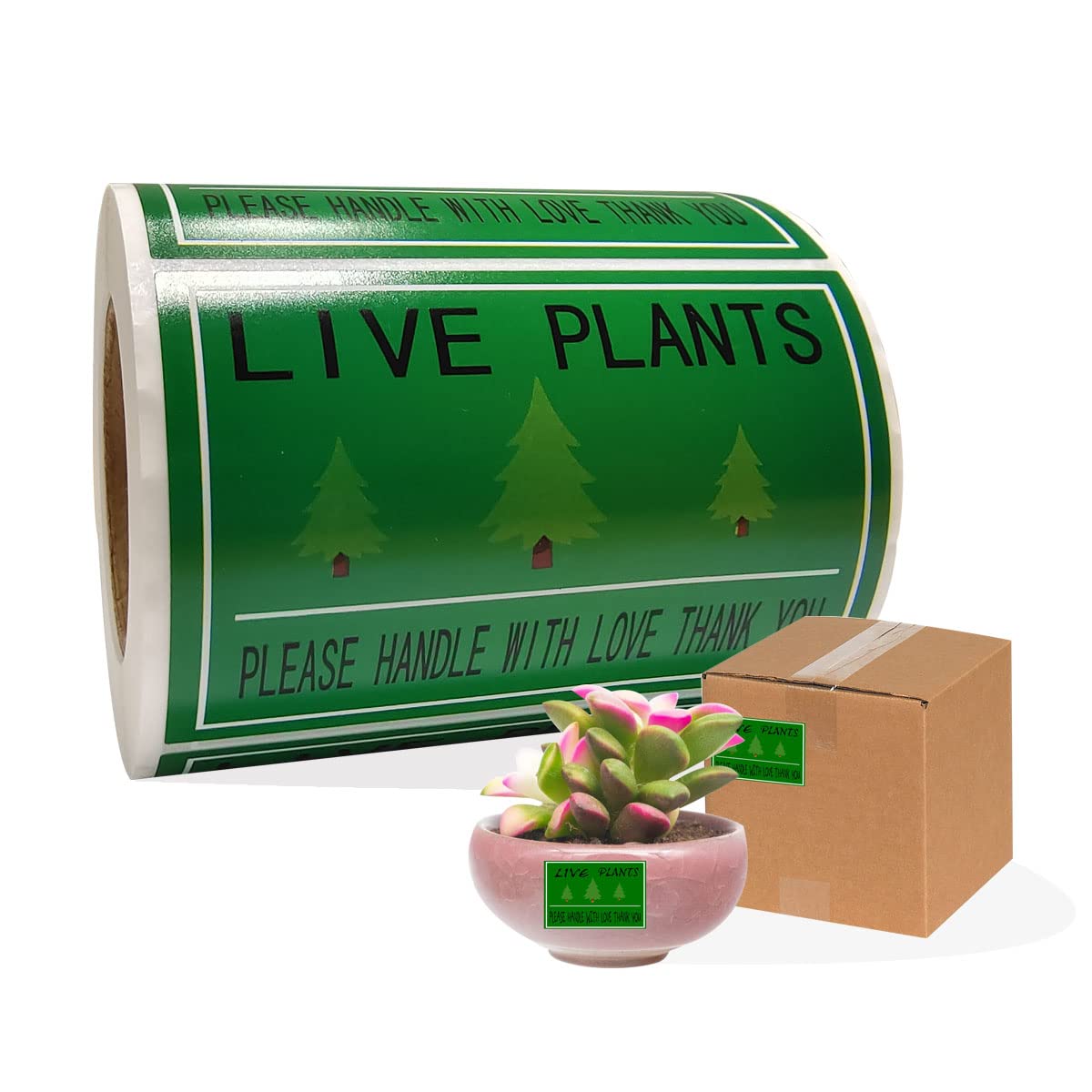 YOUOK Green Live Plants Stickers Labels, 2×3 Inch Please Handle with Love Labels Thank You Shipping for Warehouse Pallet(300 Pcs) (YOUOK220318001)