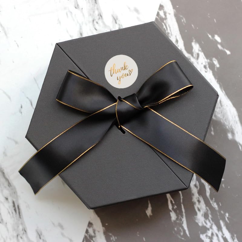 500 Labels Thank You Stickers Roll 1.5 inch Thank You Label Self-Adhesive Sealing Stickers for Small Business Packaging 4 Colors with Gold Foil Design