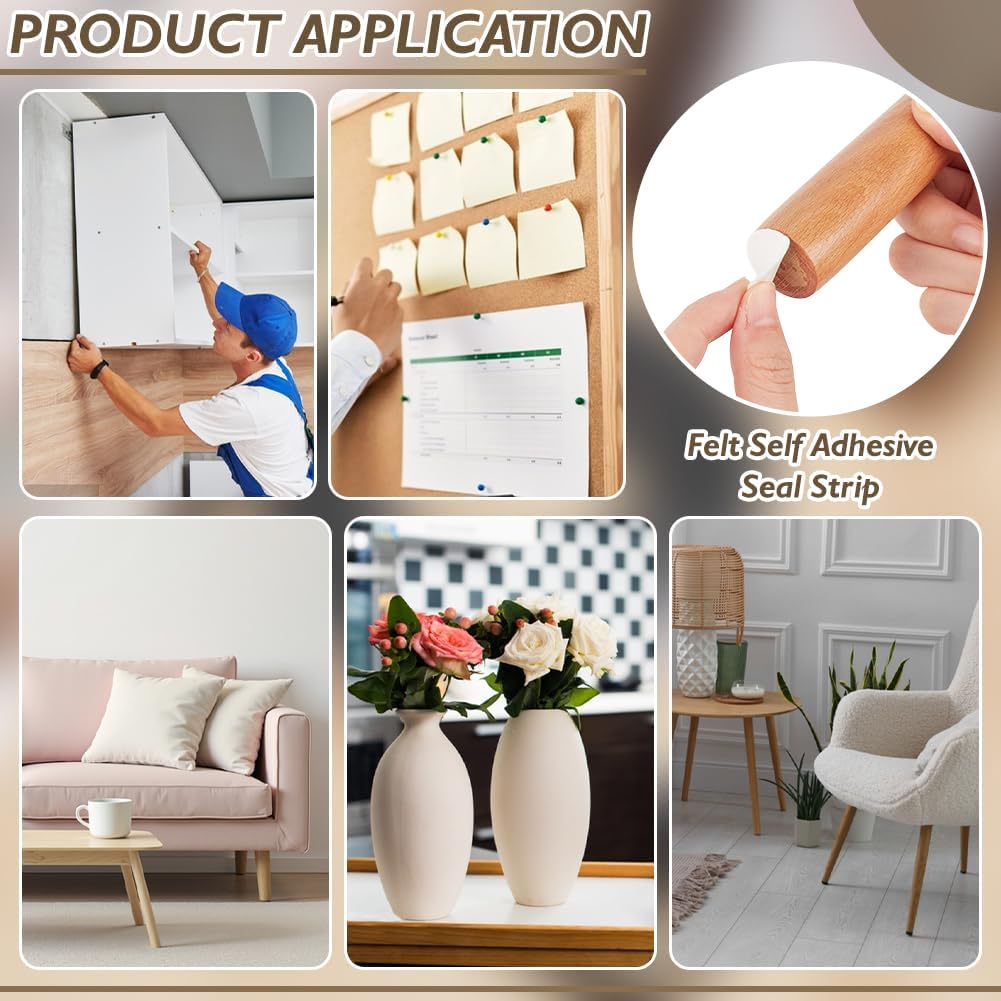 BENECREAT 10.94Yard White Polyester Felt Tape, 1.18 Inch Wide Self Adhesive Felt Tape for Furniture Chairs Door Window Wall Hardwood Floors Protecting