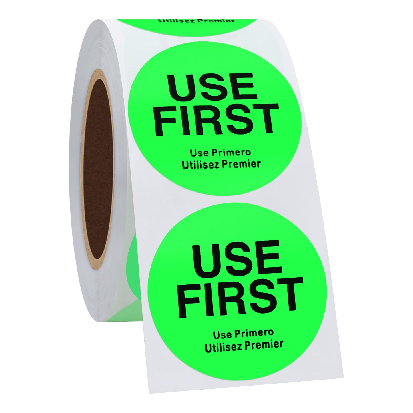500 Pcs 1.5" Use First Stickers Small Stickers Circle Label Dot Labels Fluorescent Paper, Fluorescent Green