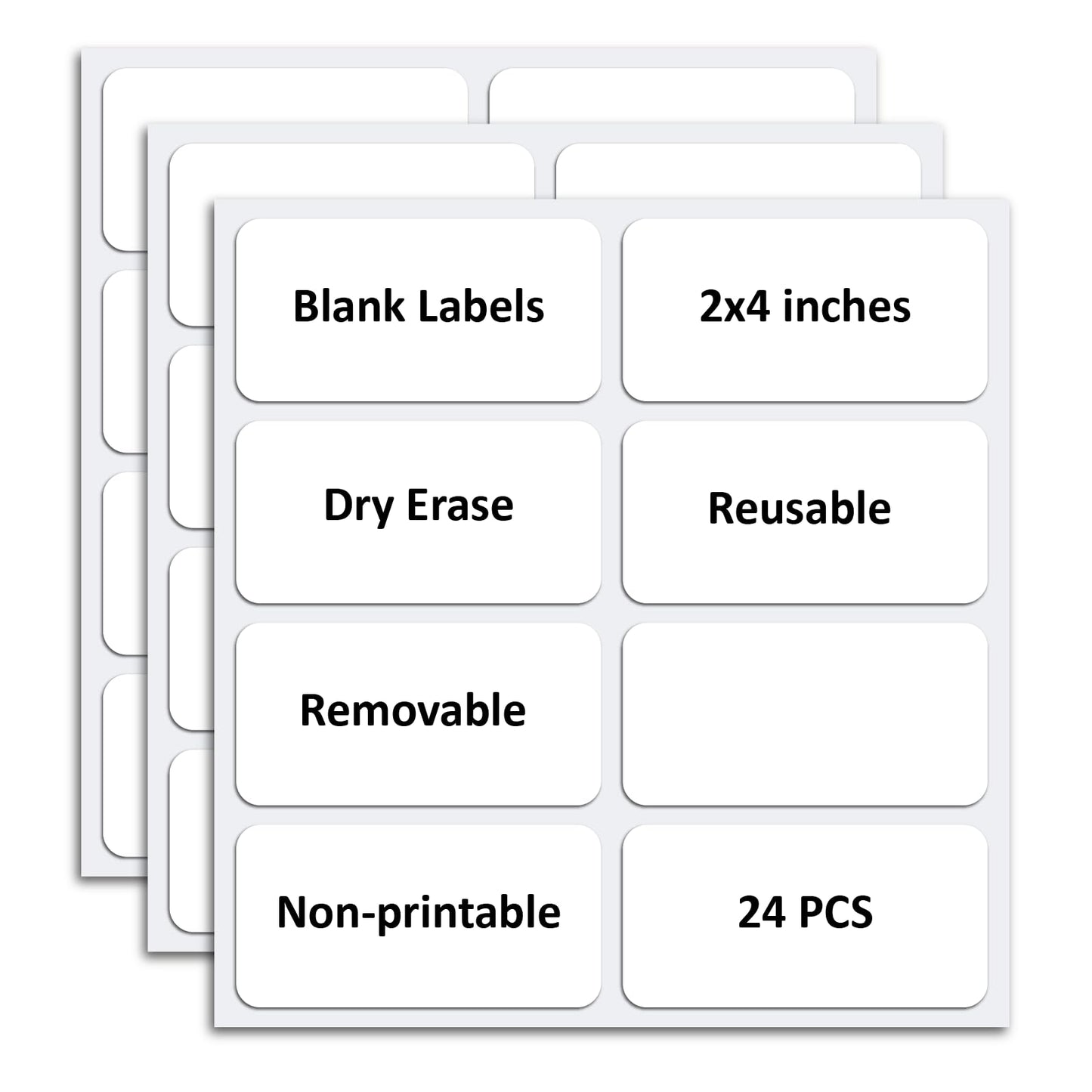 SVNOOC Multi-Use Removable Labels, Dry Erase Labels Stickers, White, Non-Printable, Blank Labels, Reusable Sticky Notes (2x4 inches) 2x4 inches