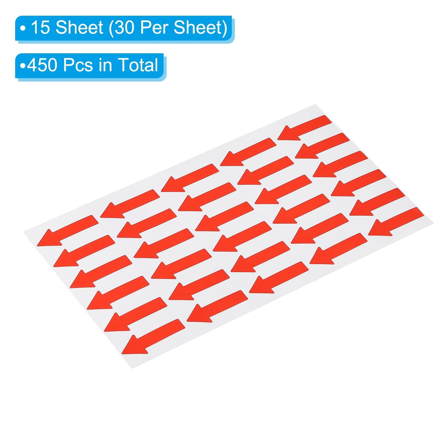PATIKIL Small Arrow Sticker Label 1.2x0.5, 450 Pcs Adhesive Color Coding Sign Decal for Gas Flow Direction Inspection Defect Marking, Red