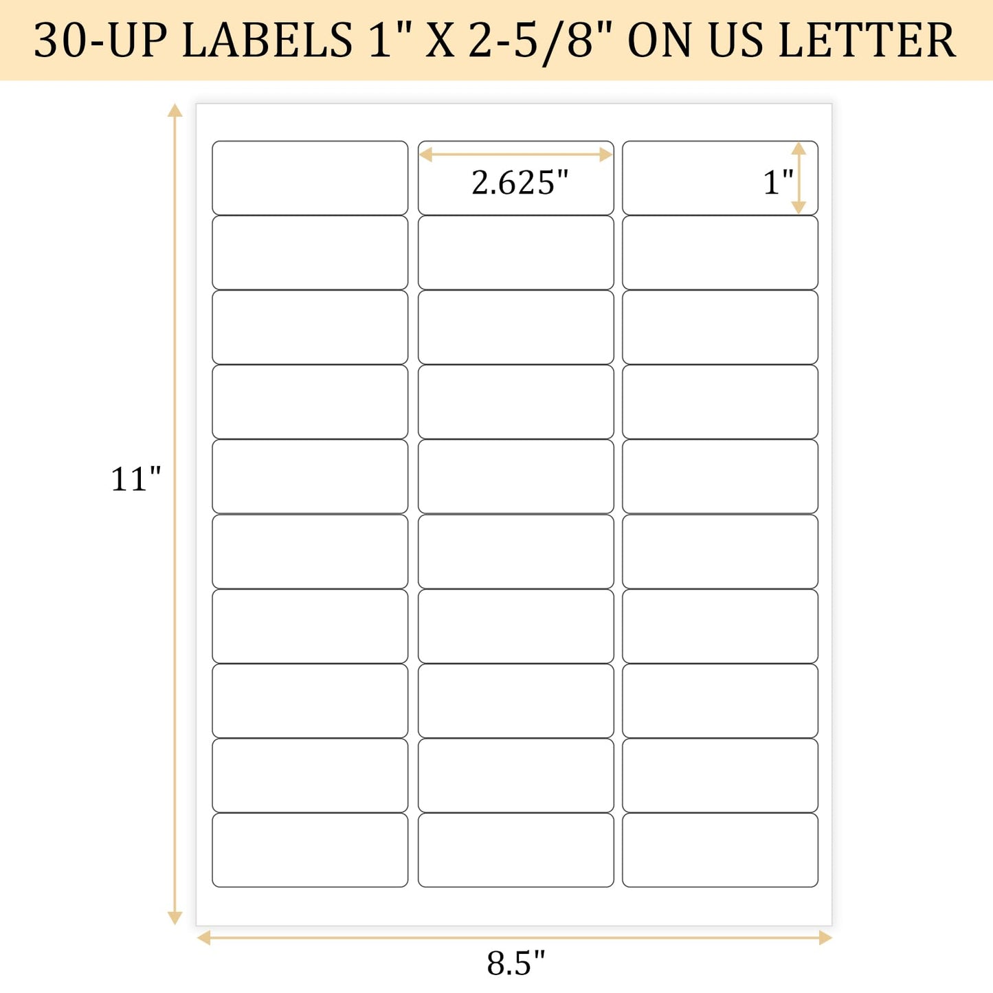 FungLam 1" x 2-5/8" Shipping Address Labels 900 Label Stickers Paper for Laser/Inkjet Printer 30 per Page Printable Mailing Labels (30 Sheets, 900 Labels) 30 sheets / 900 labels