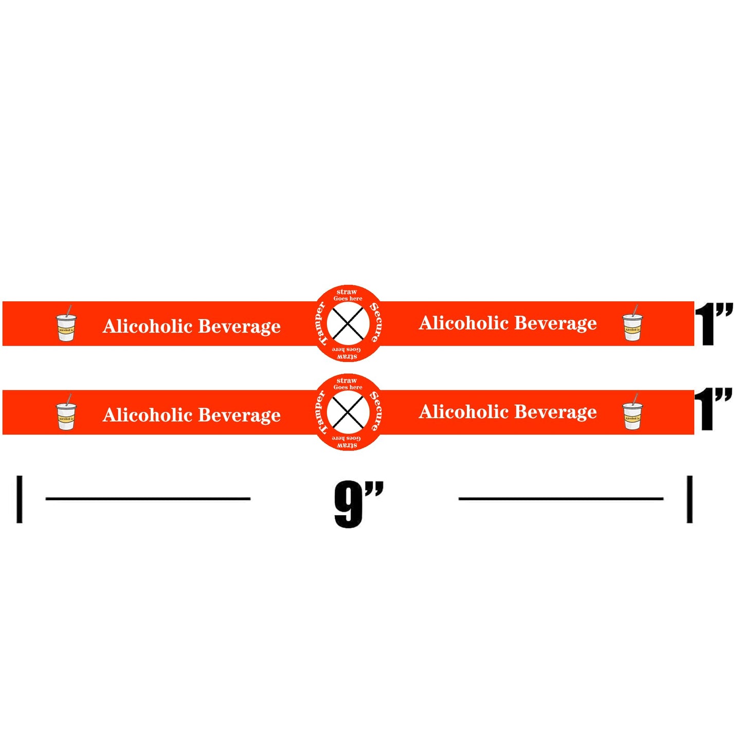 Alcohol to-Go Drink Straw Tamper Proof Stickers 500 Pcs Alcoholic Beverage Lid Stickers - 1 x 9 inch Safe Secure Tamper Evident Safety Seals Sticker for Alcohol Cups Drink Lids