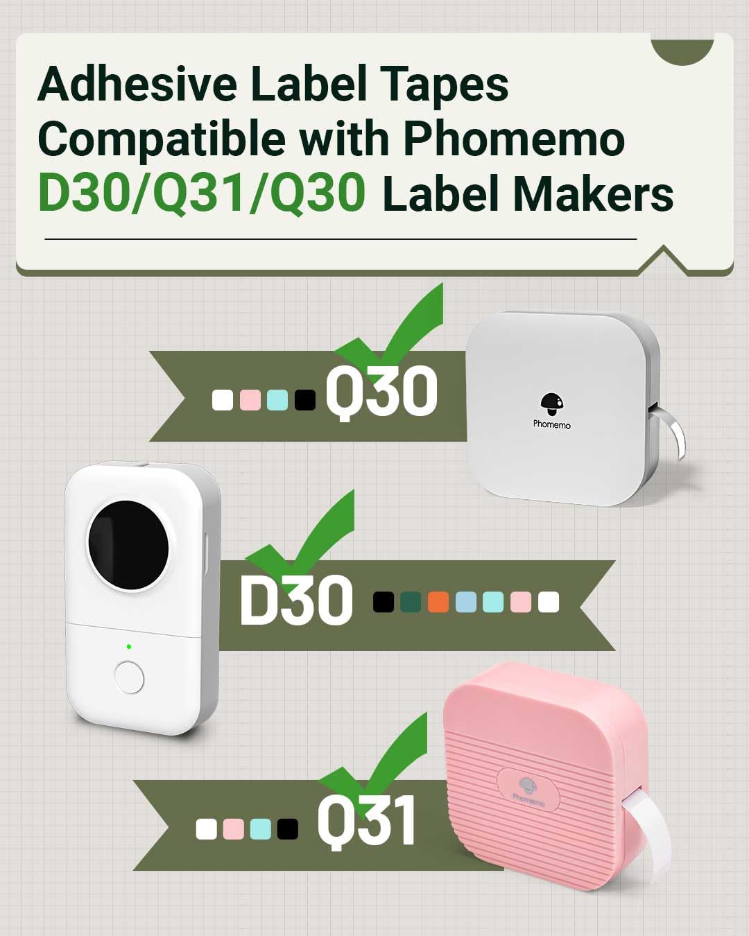 Phomemo Silver Laser Thermal Label Tape Adhesive Label for Q31/D30 Label Makers, Black Text, 2/5" X 1 1/2" (12mm X 40mm), Strong Adhesion, Waterproof, 100 Labels/Roll, 3 Rolls