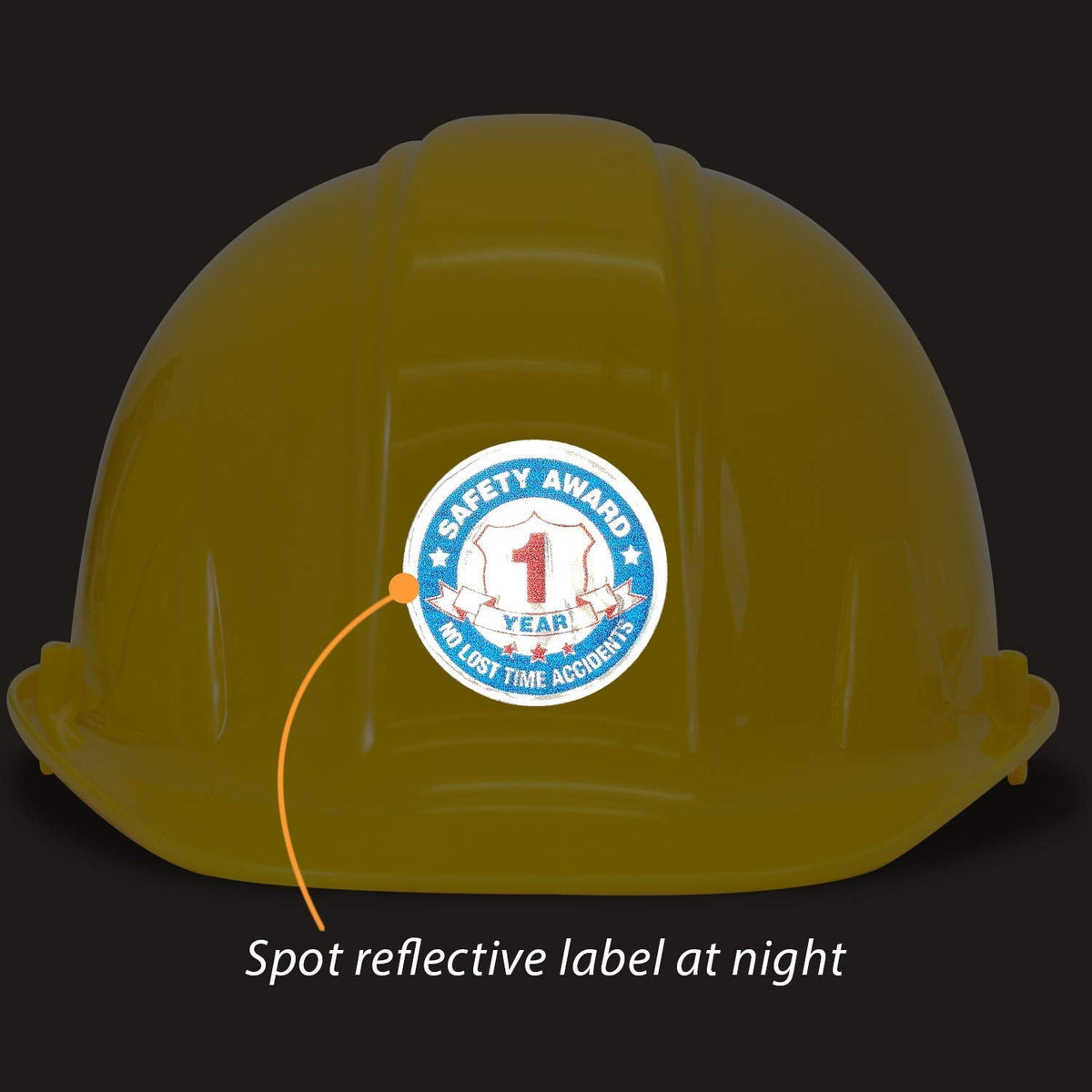 SmartSign 1 Year Safety Award - No Lost Time Accidents Pack of 5 Hard Hat Labels | Retro-Reflective, 2" Circle