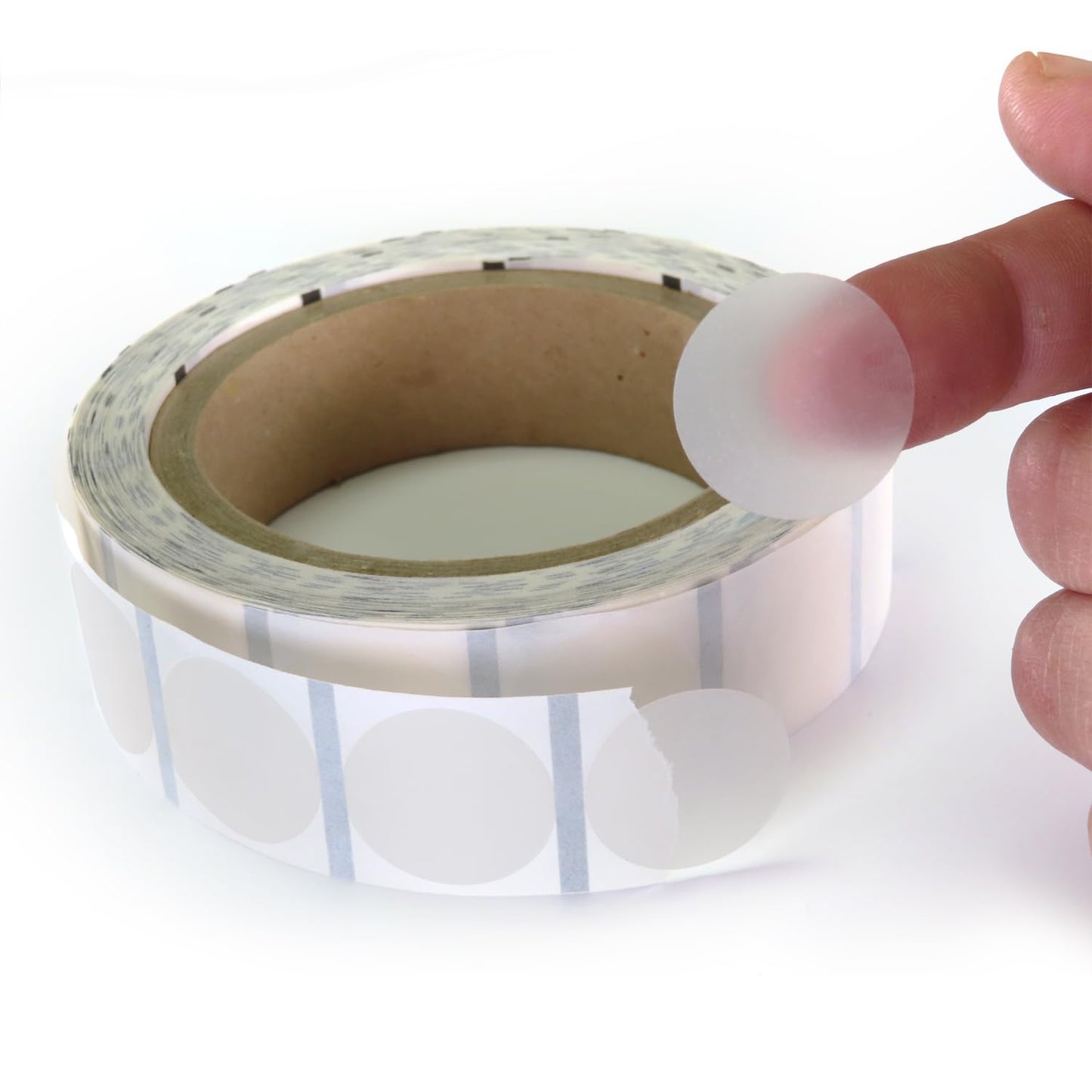 Wafer Tab Seals, 1 inch Diameter, Translucent, Great to Seal Folded Self-Mailers, Booklets and Catalogs, 1000 Labels per Roll 1"