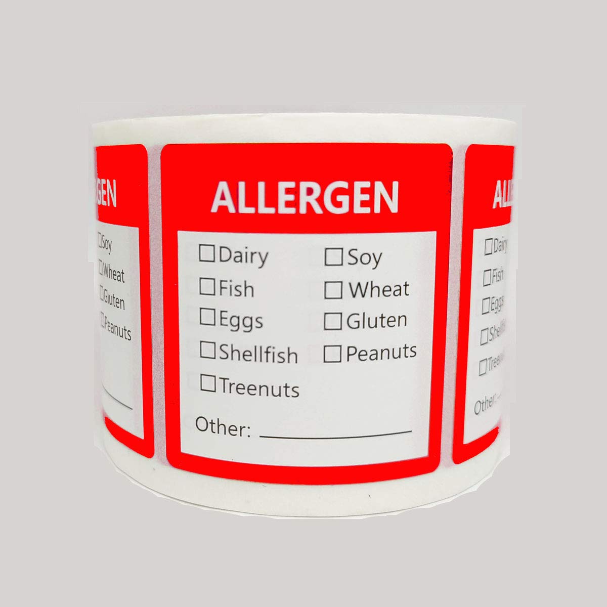 Fluorescent Red Allergen Warning Stickers Labels - 1.8 X 2 Inch Food Rotation Labels Removable Allergen Warning Label 500 Adhesive Allergy Stickers