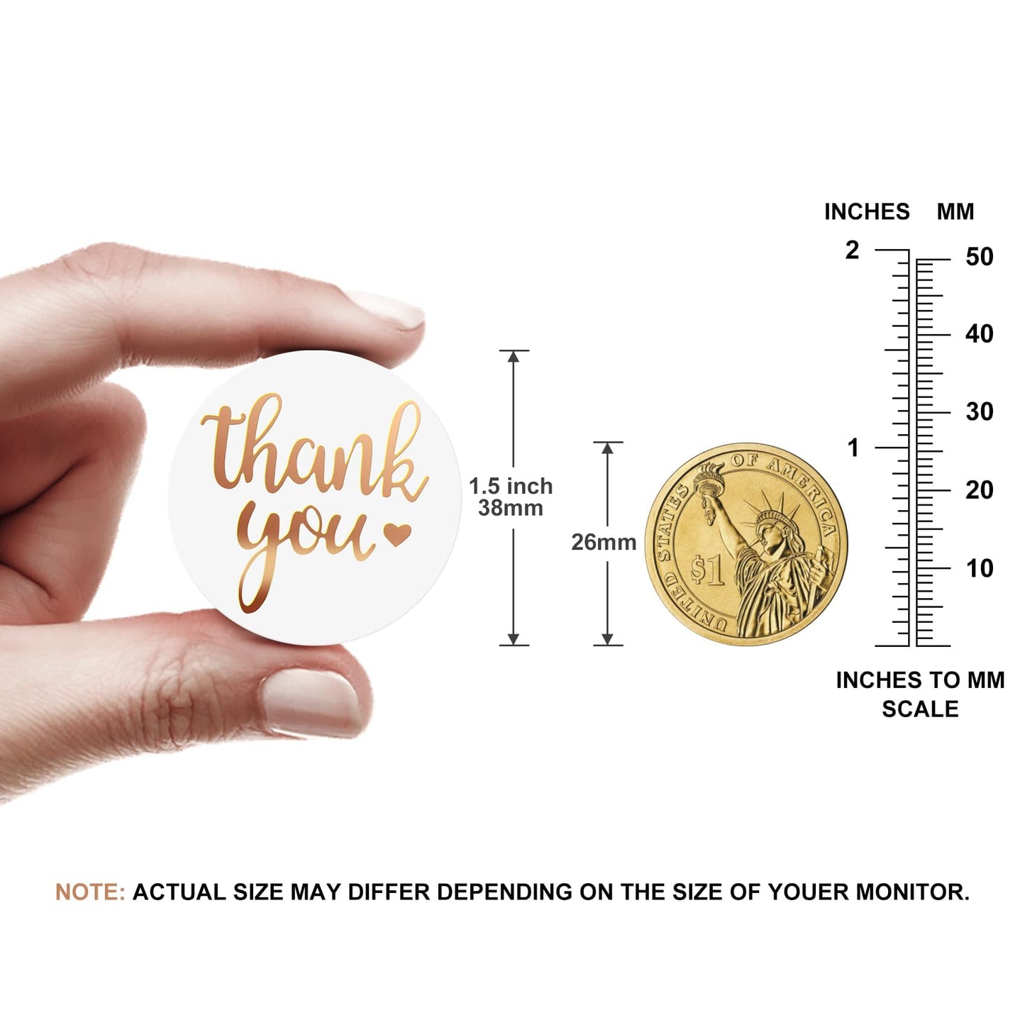 Premium Thank You Stickers - 500 Pcs 1.5 inch Elegant Designs for Gifts, Packaging, and Business - Round Sticker Label - Express Gratitude with Style