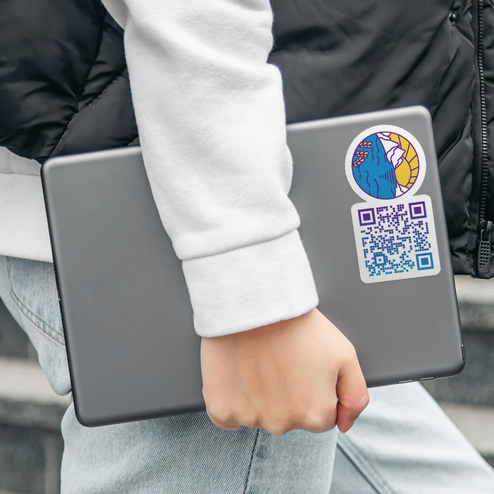 VulgrCo Custom QR Code Logo Stickers - Glossy Waterproof Vinyl Decal Labels for Packaging, Advertising, Decoration, Party, and More! Personalize Your Own Customized Brand QR Sticker (Vertical) Vertical