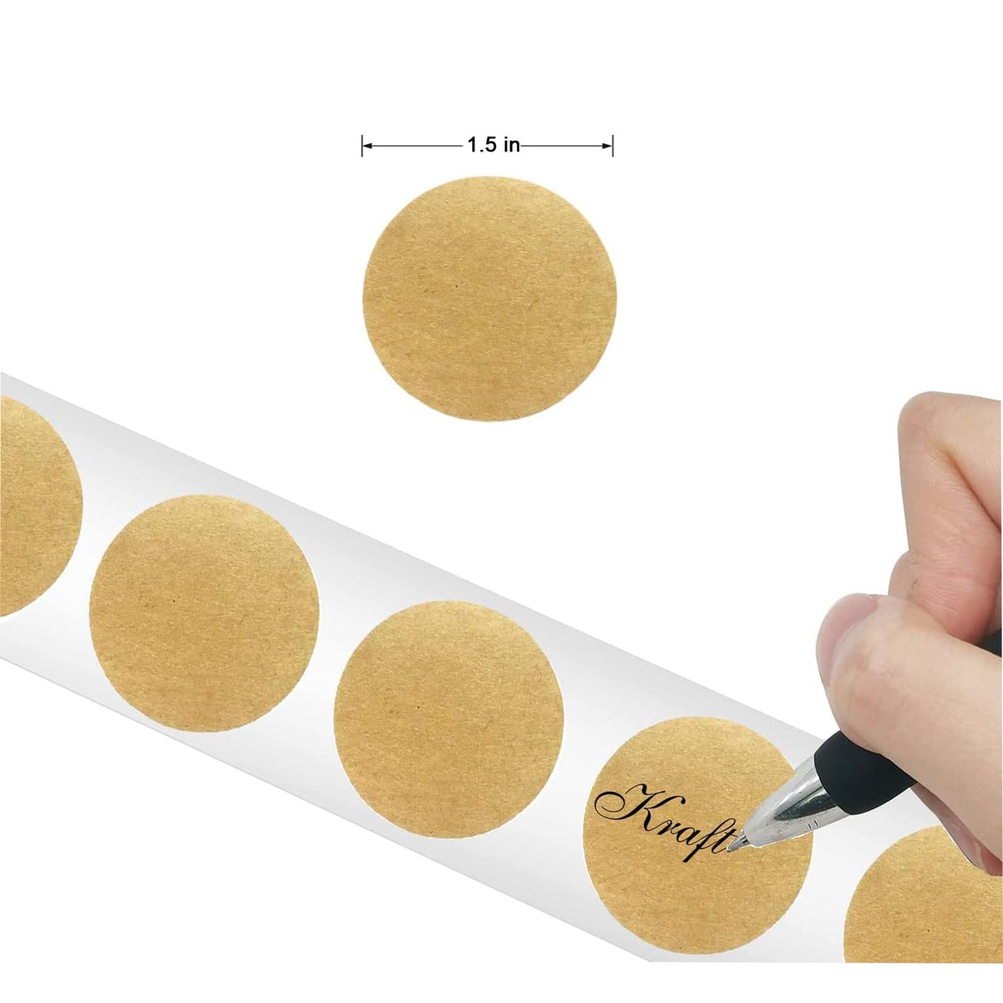 500PCS Kraft Circle Stickers, 1.5 Inch Round Blank Garage Sale Price Stickers, Kraft Coding Tag Labels, Brown Natural Envelope Seals for Home, Classroom, Jam, Canning Jar Labels