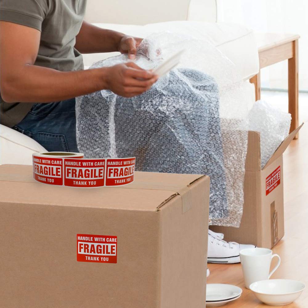 Buhbo Fragile Sticker 2" x 3" - Handle with Care - Shipping Label (500 Labels Per Roll) 1 Roll