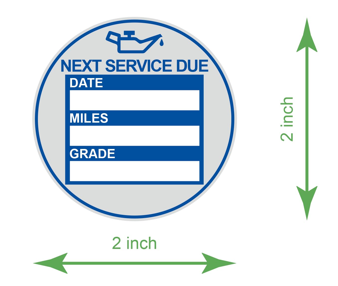2 inch 60 PCS Blue "Next Service Due" with Date Miles Grade Static Cling Labels Easy Remove Oil Change Stickers - Static Cling Windshield Labels