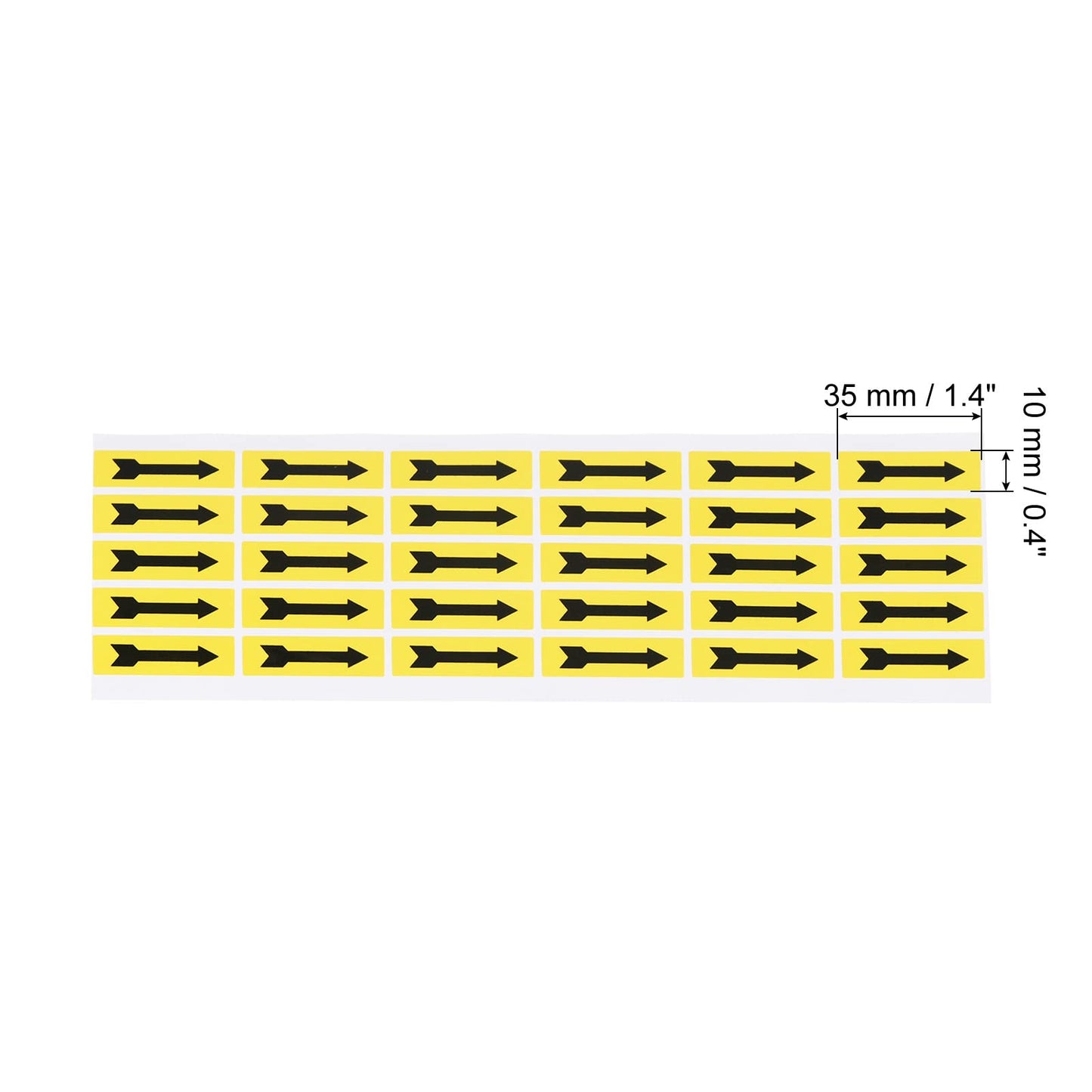 PATIKIL Small Arrow Stickers 1.4x0.4", 10 Sheet Self Adhesive Inspection Indicator Label for Industrial Work, Black Yellow