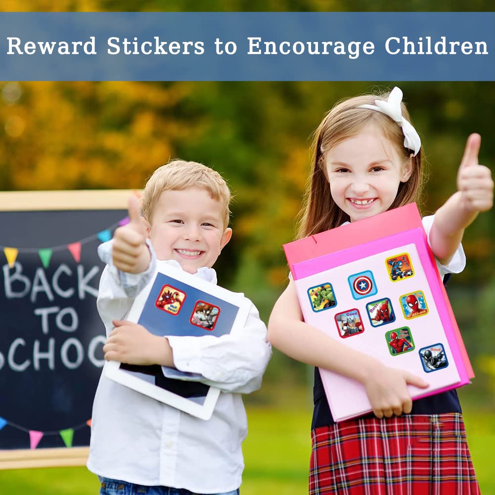 2 Pack Kids Stickers, 20 Designs, 400 Pcs Self Adhesive Label Roll Stickers, 1-1/2 Inch for Kids and Teacher