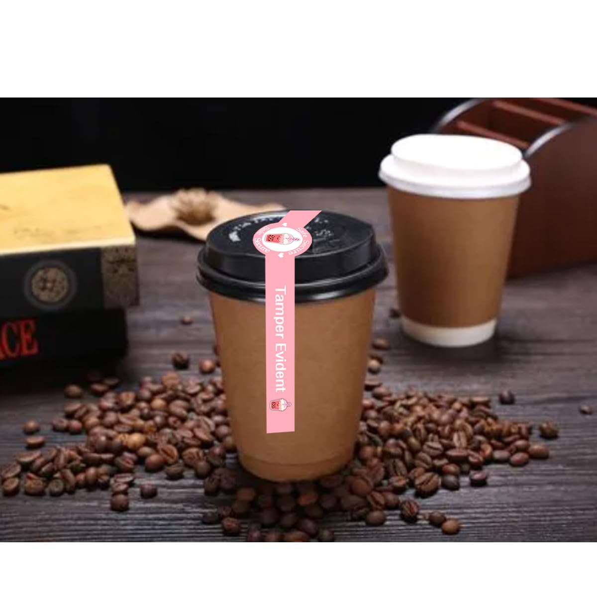 Safe Secure Tamper Evident Seals Stickers for Drink Lids,1" x 9" Tamper Proof Sticker Food Delivery Stickers Sealed for Freshness Labels Drink Food Coffee Milk Tea Ice Cream Seal Sticker,500 Pcs