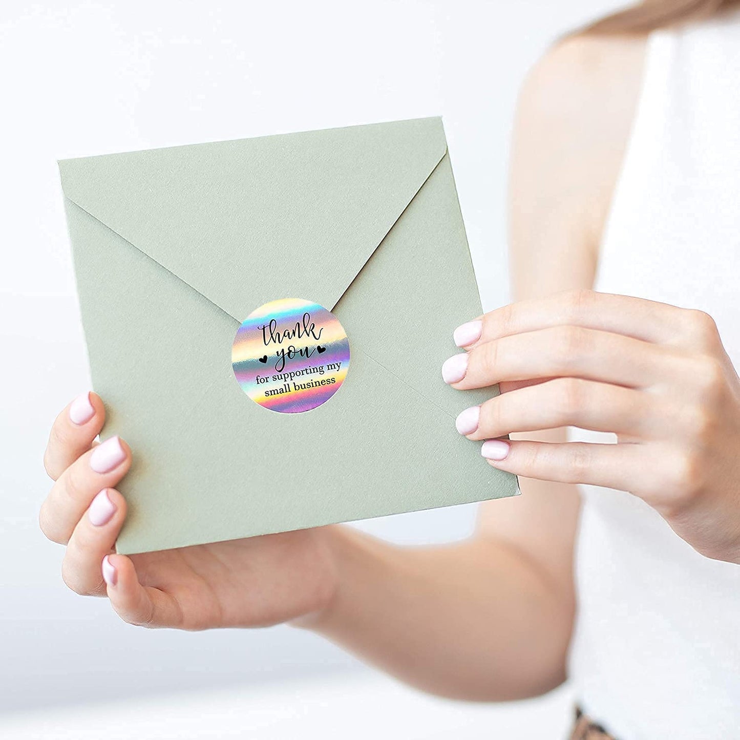 Thank You Stickers, 500Pcs 1.5inch Thank You for Supporting My Small Business Stickers, Holographic Thank You Stickers for Small Business, Waterproof Stickers for Packaging