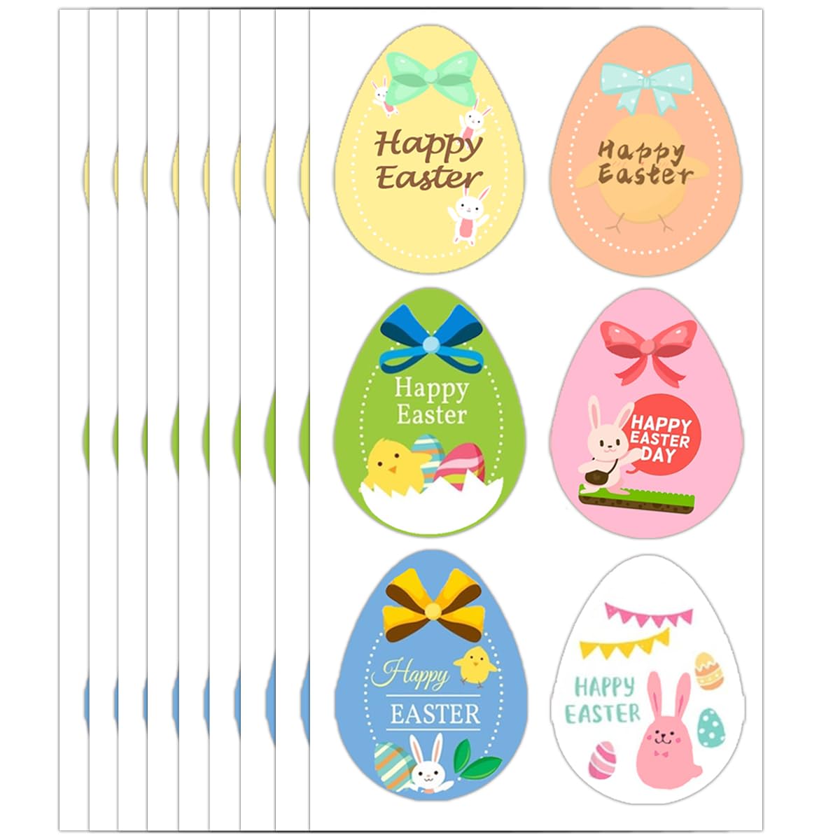 1.5x2 Inch Easter Egg Stickers Bunny Labels Flowers Mixed Designs Gift Boxes Decor Egg Stickers for Kids Happy Easter Sticker,300 Pcs