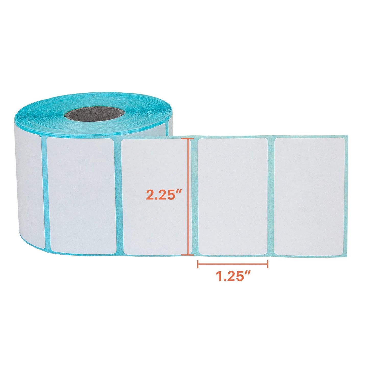 Essential 2 1/4 x 1 1/4 Inch Direct Thermal Labels, White, Permanent Adhesive, Perforations Between Labels, 1000 per of RollLabels (1 Roll) 1 Roll
