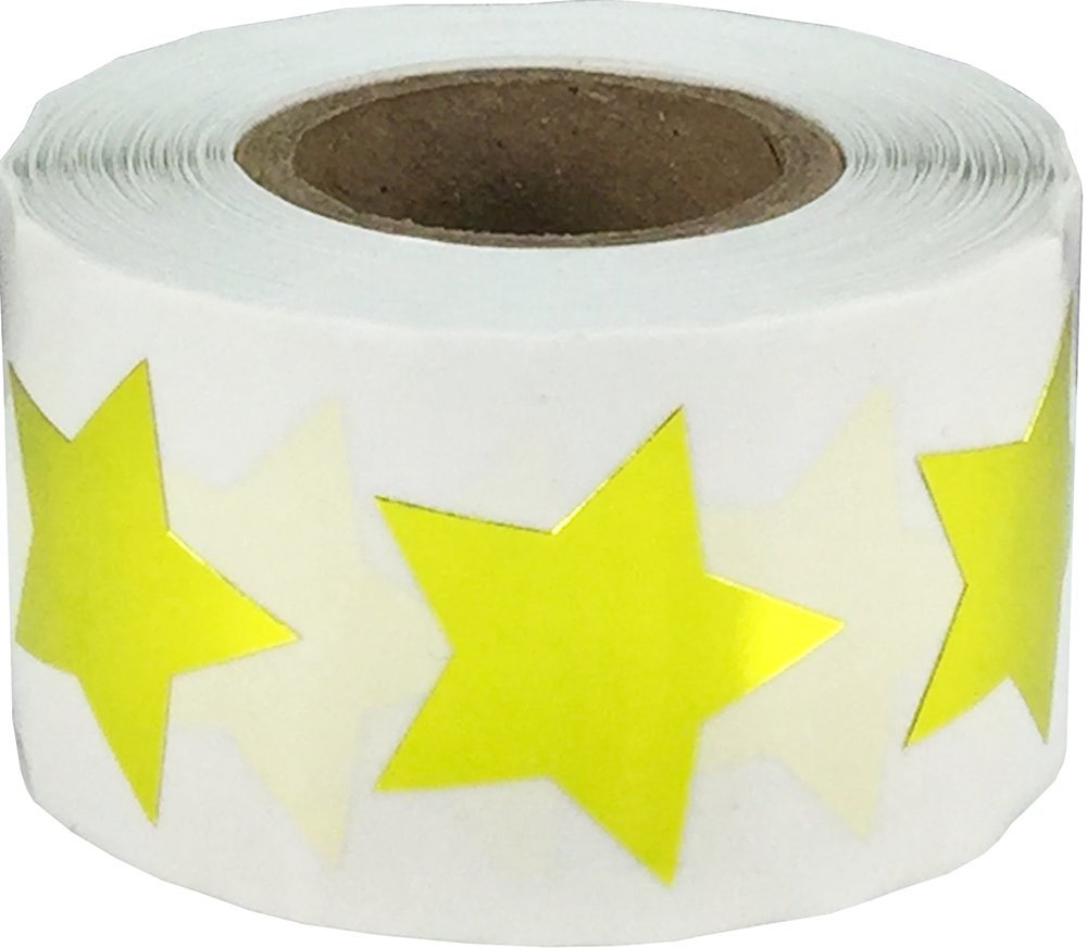 Metallic Gold Star Shape Stickers 1 Inch 500 Adhesive Labels