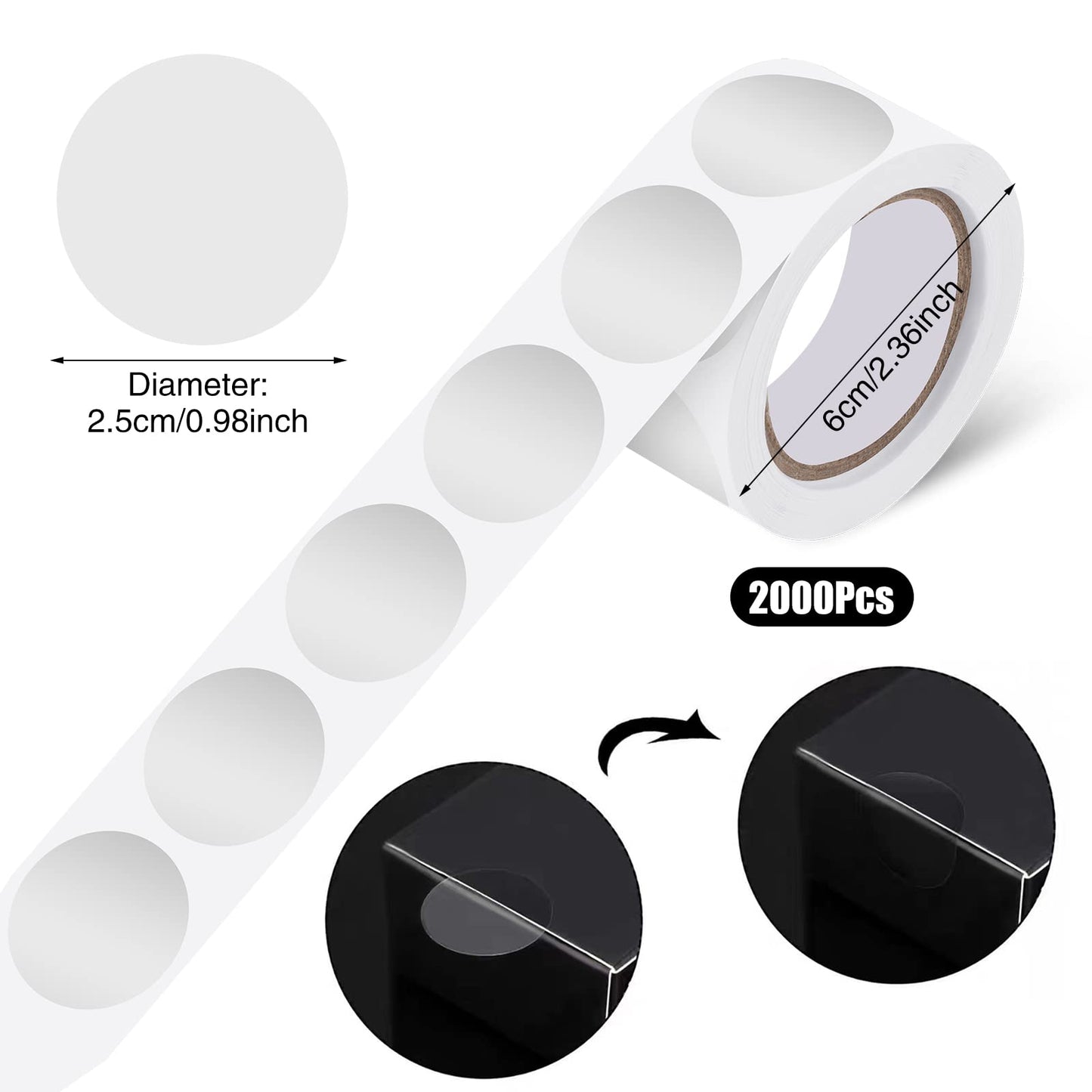 2000 Pcs Clear Round Stickers, 1 inch Clear Circle Stickers Envelopes Seal Sticker Labels Clear Stickers for Envelopes, Box and Gift Packaging (500 Per Roll) 4
