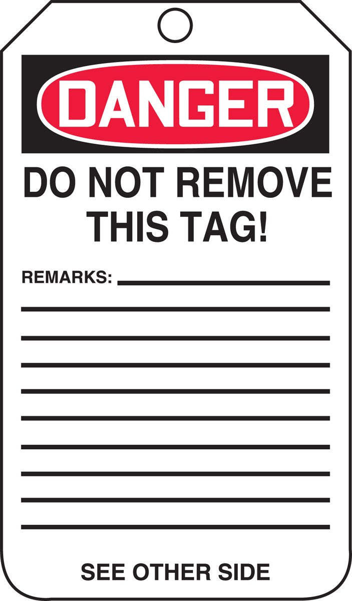 Accuform MDT188CTP PF-Cardstock Safety Tag, Legend "Danger Do Not Open This Valve", 5.75" Length x 3.25" Width x 0.010" Thickness, Red/Black on White (Pack of 25)
